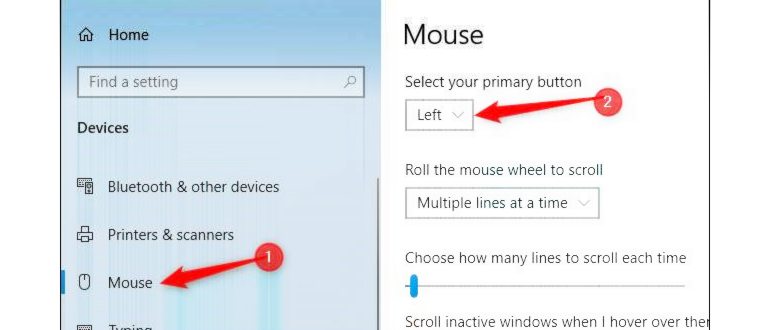 Замена левой и правой кнопки мыши в Windows