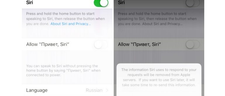 Как изменить голос и язык Siri
