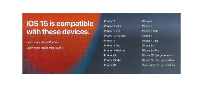 ios 15 поддерживаемое