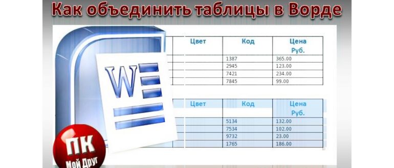 Как объединить две таблицы в Word в