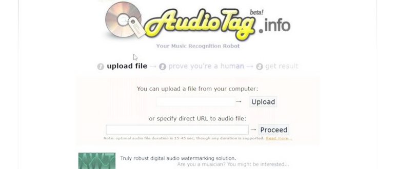 Распознование аудио по ссылке или файлу Audiotag