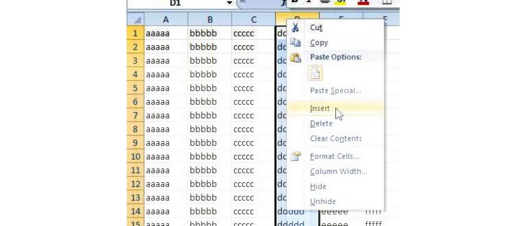 Как сделать новый столбец в таблице Excel