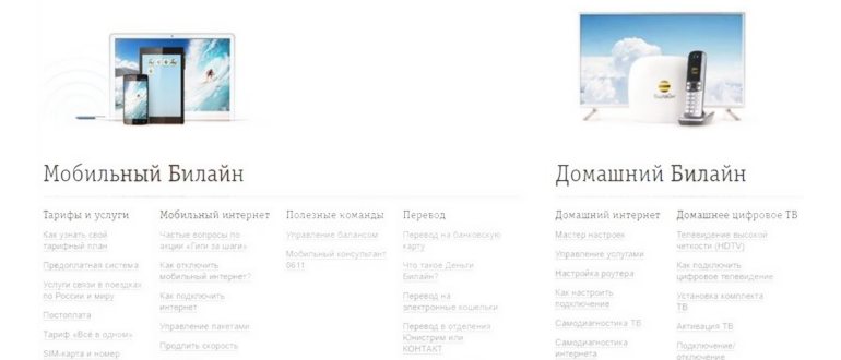 Помощь и поддержка билайн на