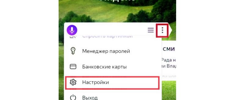 Настройки Яндекс
