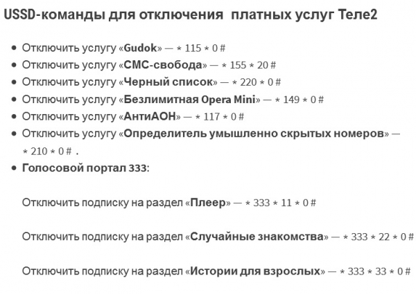 Как отключить услугу баланс воды Теле2